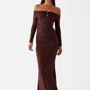Peppermayo Exclusive - Rudy Long Sleeve Maxi Dress - Chocolate
